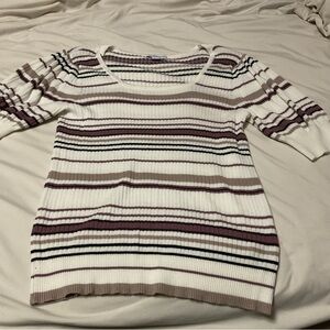 Striped Women's Sweater - Cream, Brown, purple